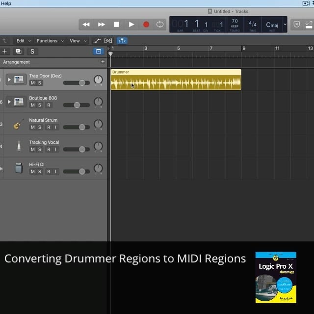 Converting Drummer Regions to MIDI Regions
